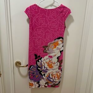 Women’s luncheon/dinner dress in hot pink with scooped back